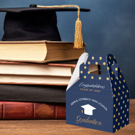 Caixinha De Lembrancinhas Marinho Azul 2024 - Parte Bolinhas Dourada de Grad