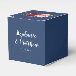 Caixinha De Lembrancinhas Marinho Azul Borgonha Blush Casamento Floral