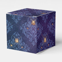 Marinho Azul e Dourado Vintage Damask