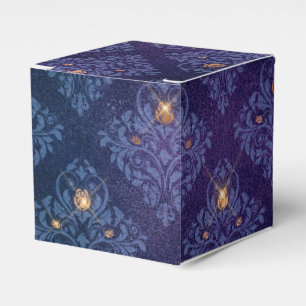 Caixinha De Lembrancinhas Marinho Azul e Dourado Vintage Damask
