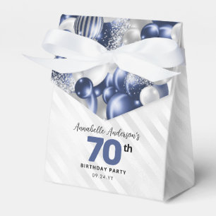 Caixinha De Lembrancinhas Marinho Azul Prata Balão Brilhante Favorito Aniver