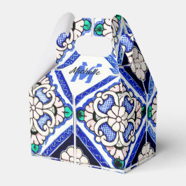 Caixinha De Lembrancinhas Marinho de Azulejos de Padrão Espanhol Azulejo Mon