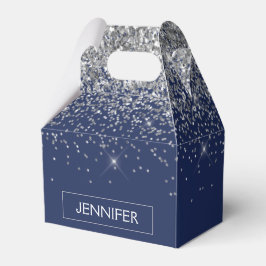Caixinha De Lembrancinhas Marinho de prata Blue Glitter Girly Monographic No