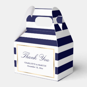 Caixinha De Lembrancinhas Marinho Elegante Blue Stripes Casamento Obrigado