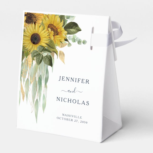 Caixinha De Lembrancinhas Marinho Floral Sunflower Wedding (Verso)