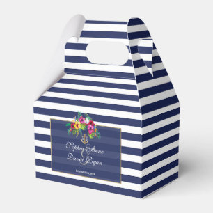 Caixinha De Lembrancinhas Marinho Tropical Floral Luau Blue Stripes Casamen