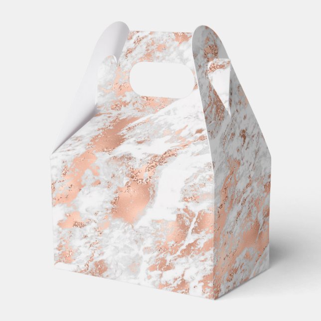 Caixinha De Lembrancinhas Mármore Brilhante Branco Dourado Rosa Bonito      (Frente)