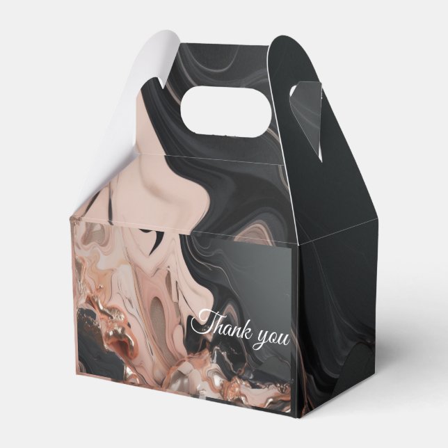 Caixinha De Lembrancinhas Mármore preto-e-ouro-rosa (Frente)