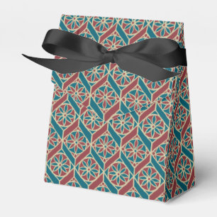 Caixinha De Lembrancinhas Maroon, Padrão Étnico Teal, Flores, Cevrons