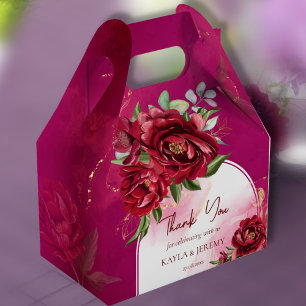 Caixinha De Lembrancinhas Marrom do casamento Burgundy floresce arca moderna