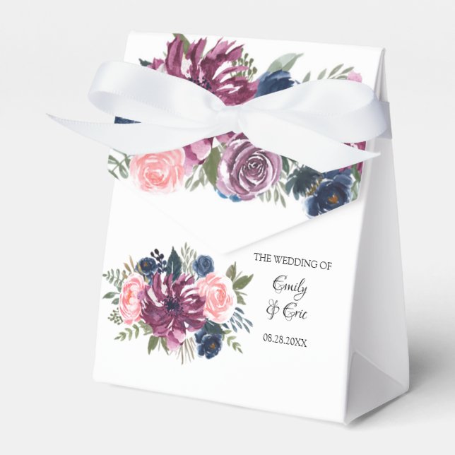 Caixinha De Lembrancinhas Marsala Blush Marinho Cor-de-rosa Blue Weding Box (Frente)