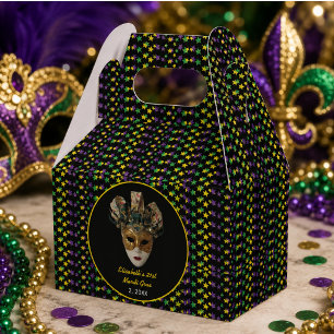 Caixinha De Lembrancinhas Máscara de Mardi Gras - Festa de 21º Aniversário