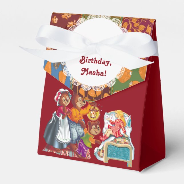 Caixinha De Lembrancinhas Masha e 3 ursos (Frente)