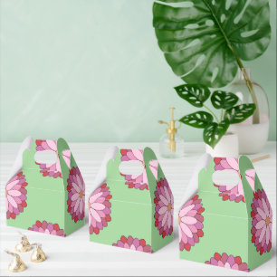 Caixinha De Lembrancinhas Medalhão Verde-Asiático Pastel Rosa Floral