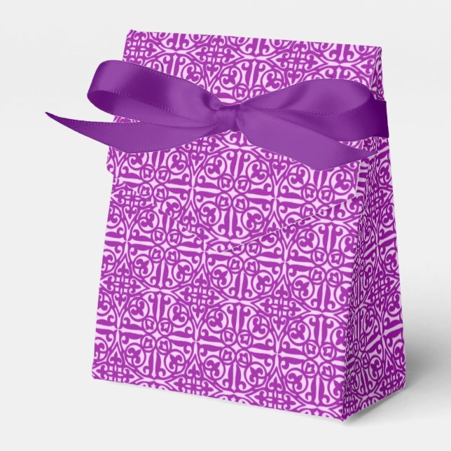 Caixinha De Lembrancinhas Medieval Damask Fleur-de-lis, ametista roxo (Frente)