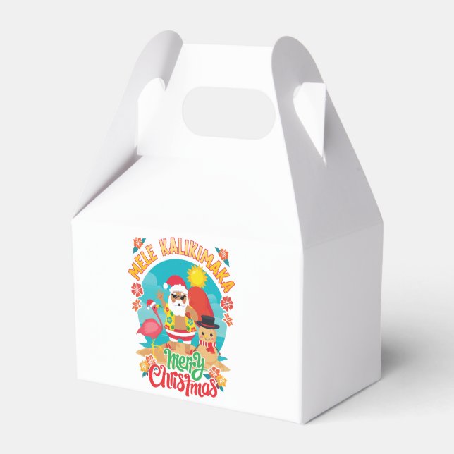 Caixinha De Lembrancinhas Mele Kalikimaka para um Natal brilhante no Havaí (Frente)