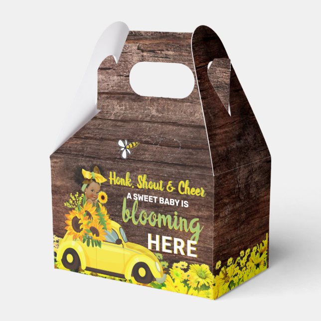 Caixinha De Lembrancinhas Menina Étnica Adorável |Rústica Amarelo do Girasso (Verso)