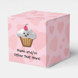 Caixinha De Lembrancinhas Meninas felizes cor-de-rosa bonitos do cupcake da
