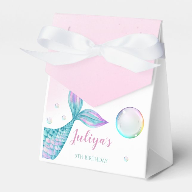 Caixinha De Lembrancinhas Mermaid Tail com bolhas Aniversário (Frente)