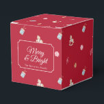 Caixinha De Lembrancinhas Merry & Bright Vintage Christmas<br><div class="desc">Add a nostalgic touch to your holiday celebrations with this vintage Christmas favor box. Featuring charming watercolor illustrations of classic Christmas ornaments, rocking horses, and candy canes, along with the festive phrase “Merry & Bright, ” it brings warmth and cheer to your holiday table. Perfect for party favors, sweet treats,...</div>