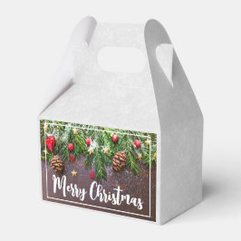 Caixinha De Lembrancinhas Mesa de Natal Rústica com Pinheiro e Neve