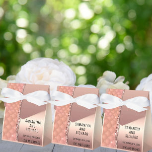 Caixinha De Lembrancinhas Metálico Glitter Dourado De Rosa Glam