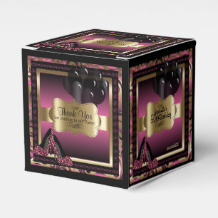 Caixinha De Lembrancinhas Metálico rosa, preto e Dourado - 00º aniversári