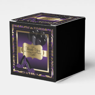 Caixinha De Lembrancinhas Metálico roxo e Dourado - Aniversário DIY Tex