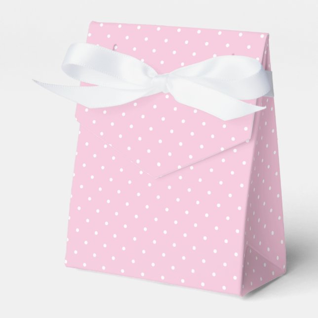 Caixinha De Lembrancinhas Micro Bolinhas Branco - Rosa Claro (Frente)