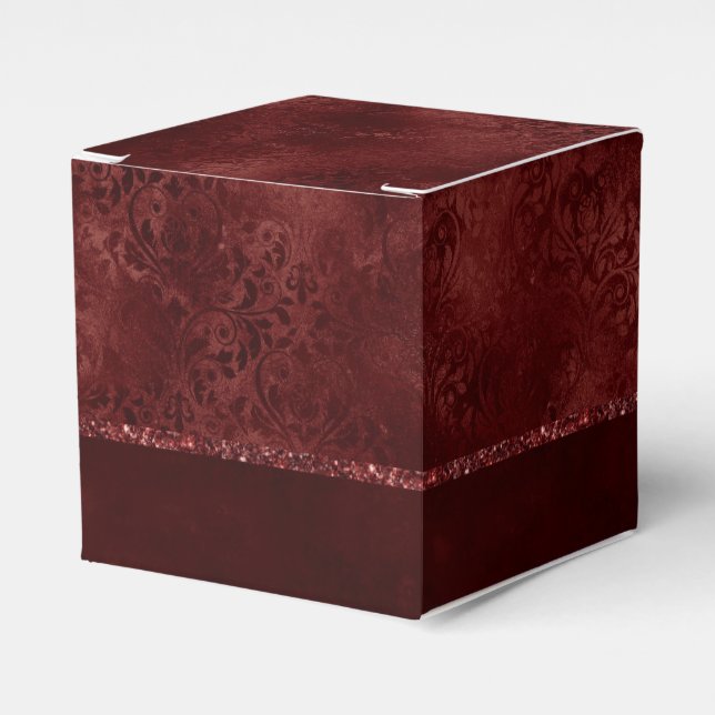 Caixinha De Lembrancinhas Midnight Henna Romance | Red Satinge Damask (Frente)