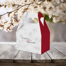 Caixinha De Lembrancinhas Minimalista Elegante Com Casamento De Acentos Verm