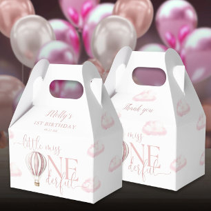 Caixinha De Lembrancinhas Miss Onederful Menina Balão Rosa 1º Aniversário