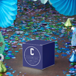 Caixinha De Lembrancinhas Modelo de Nome & Monograma Únicos | Azul-Navy