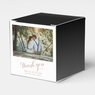 Caixinha De Lembrancinhas Modern Black Obrigado Foto do Casal de Casamento