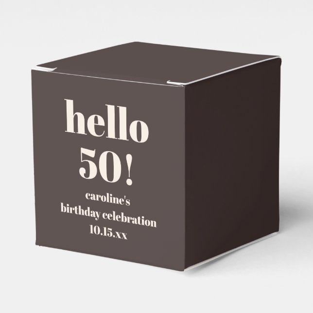 Caixinha De Lembrancinhas Modern Bold Earthy Brown 50th Birthday Custom (Frente)