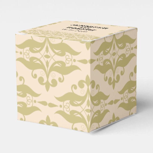 Caixinha De Lembrancinhas Modern Damask in Ivory and Dourado Wedor Box (Frente)
