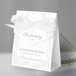 Caixinha De Lembrancinhas Modern Floral Cross Christening Baptism Thank You