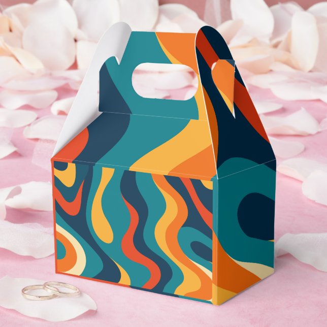 Caixinha De Lembrancinhas Modern Retro Wavy Abstract Pattern  (Casamento)