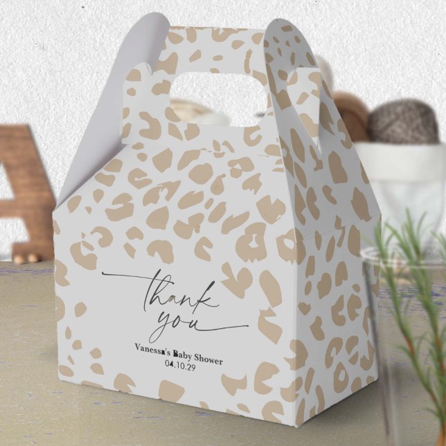 Caixinha De Lembrancinhas Modern Safari Animal Imprime Gênero Chá Neutro (Modern Animal Print Gender Neutral Baby Shower Favor box.)