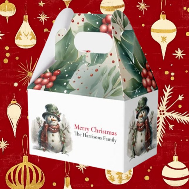 Caixinha De Lembrancinhas Moderno Cobra de Água Neve Natal Desejo (Spread joy this holiday season with our Modern Cute Watercolor Christmas Snowman Wishes Favor)