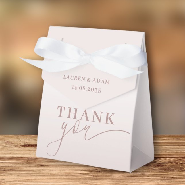 Caixinha De Lembrancinhas Moderno Rose Gold de Calligraphy Agradecimento (Criador carregado)