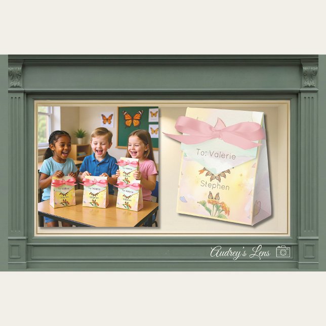 Caixinha De Lembrancinhas Monarch Butterfly Heart Watercolor Valentine (Criador carregado)