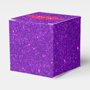 Caixinha De Lembrancinhas Monograma cor-de-rosa de néon no brilho roxo