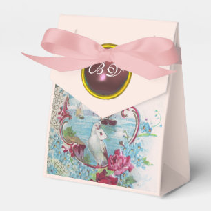 CAIXINHA DE LEMBRANCINHAS MONOGRAMA DA PEDRA DE PINK GEM DE CASAMENTO ELEGAN