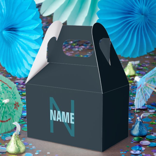 Caixinha De Lembrancinhas Monograma de nome personalizado simples e ousado (Festa)