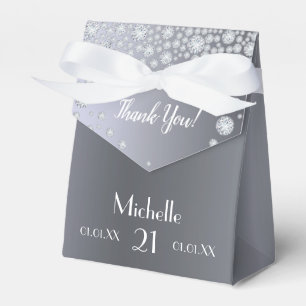 Caixinha De Lembrancinhas Monograma de prata de aniversário