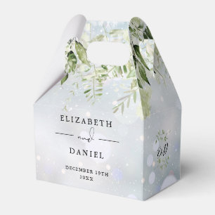 Caixinha De Lembrancinhas Monograma de Verde Floral Casamento de Inverno