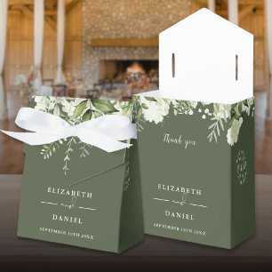 Caixinha De Lembrancinhas Monograma de Verdura Floral Verde Oliva Casamento