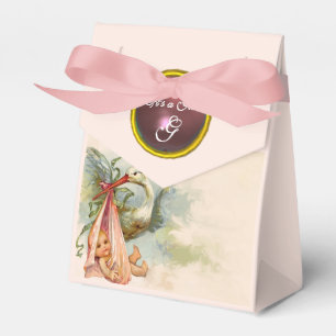 CAIXINHA DE LEMBRANCINHAS MONOGRAMA DO CHÁ DE PINK GEM DE BEBÊ