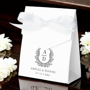Caixinha De Lembrancinhas Monograma Floral Casamento Crista Branco Moderno